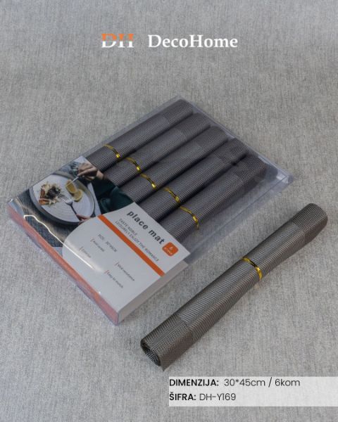 Slika Dekorativni podmetači za tanjire sivi 30*45cm / 6kom - DH-Y169