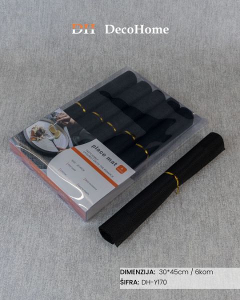 Slika Dekorativni podmetači za tanjire crni 30*45cm / 6kom - DH-Y170