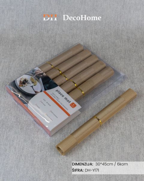 Slika Dekorativni podmetači za tanjire zlatni 30*45cm / 6kom - DH-Y171