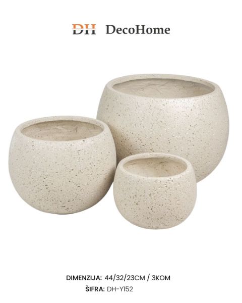 Slika Poliuretanske saksije bež 44/32*23cm / 3kom DH-Y152