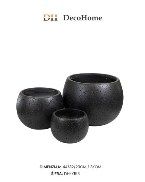 Slika Poliuretanske saksije crne 44/32*23cm / 3kom DH-Y153
