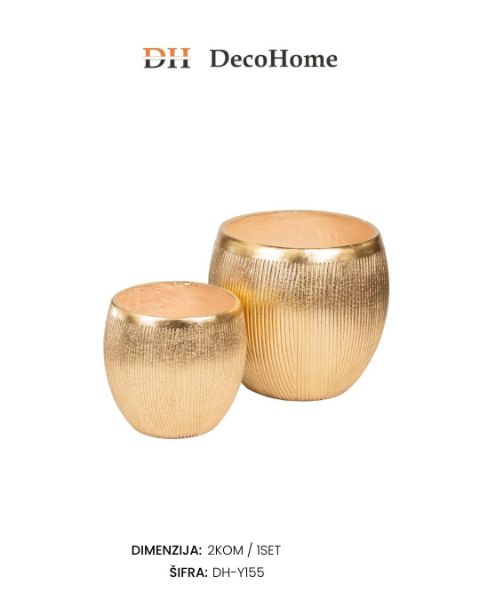 Slika Poliuretanske saksije zlatne / 2kom DH-Y155