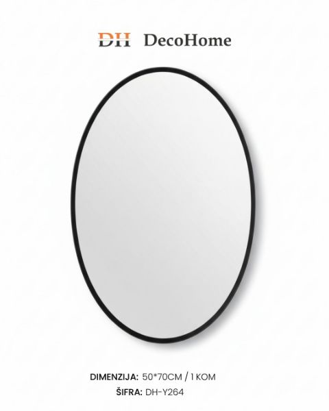 Slika Zidno ogledalo crni ram 50*70cm / 1kom - DH-Y264