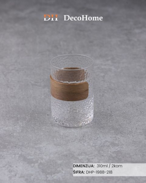 Picture of Staklene čaše sa drvenim omotom 310ml / 2kom - DHP-1988-218