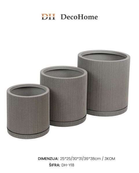 Slika Saksija PVC (25*25cm / 30*31cm / 36*38cm)/ 3kom / DH-Y18