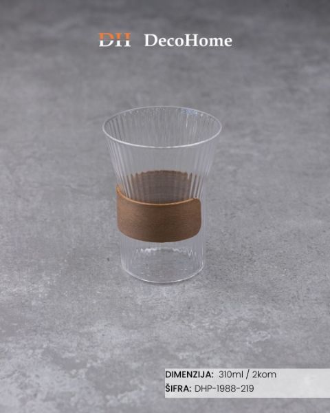 Picture of Staklene čaše sa drvenim omotom 310ml / 2kom - DHP-1988-219