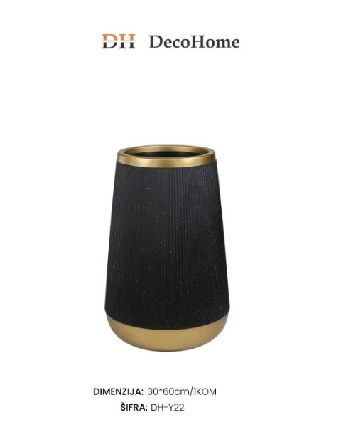 Slika Saksija PVC crno-zlatna 30*60cm / 1kom - DH-Y22
