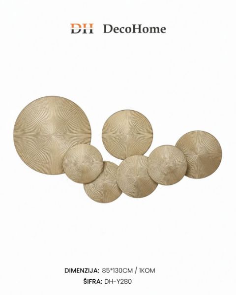 Slika Zidna kompozicija krugovi zlatna / 1kom DH-Y280