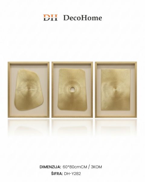 Slika Drvene slike u staklenom ramu /zlatna/ 60*80cm / 3kom - DH-Y282