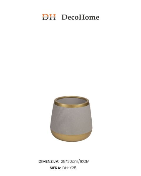 Slika Saksija PVC sivo-zlatna 28*30cm / 1kom - DH-Y25