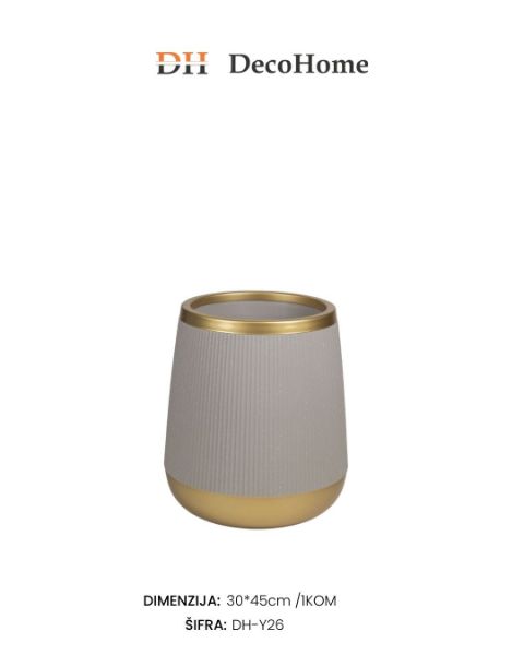 Slika Saksija PVC sivo-zlatna 30*45cm / 1kom - DH-Y26