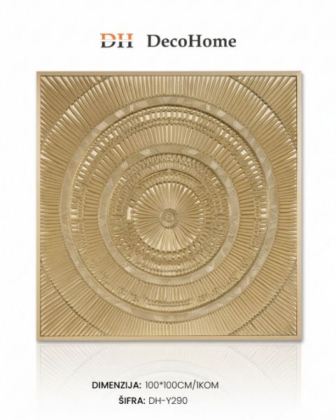 Slika Drvene slike u staklenom ramu /zlatna/ 100*100cm / 1kom - DH-Y290