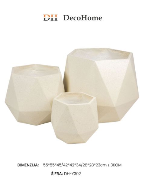 Slika Poliuretanske saksije 55*55*45cm/42*42*34cm/28*28*23cm / 3kom DH-Y302