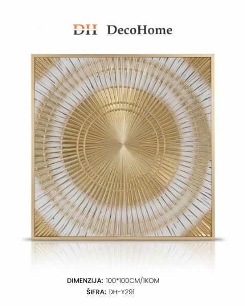 Slika Drvene slike u staklenom ramu /bela-zlatna/ 100*100cm / 1kom - DH-Y291