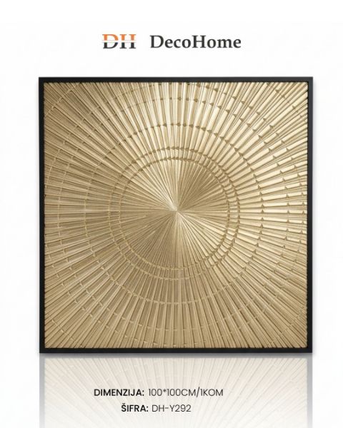 Slika Drvene slike u staklenom ramu /zlatna/ 100*100cm / 1kom - DH-Y292