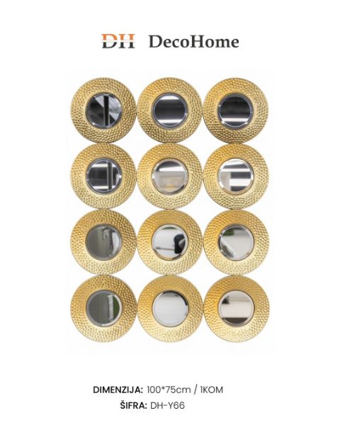 Slika Metalna zidna kompozicija ogledalo 100*45cm / 1kom - DH-Y66