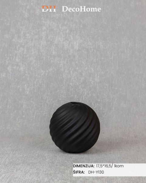 Slika Keramička vaza crna 17.5*16.5cm / 1kom - DH-Y130