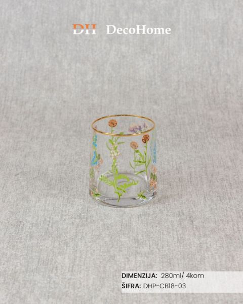 Slika Saklena čaša svetni print 280ml / 4kom - DHP-CB18-03