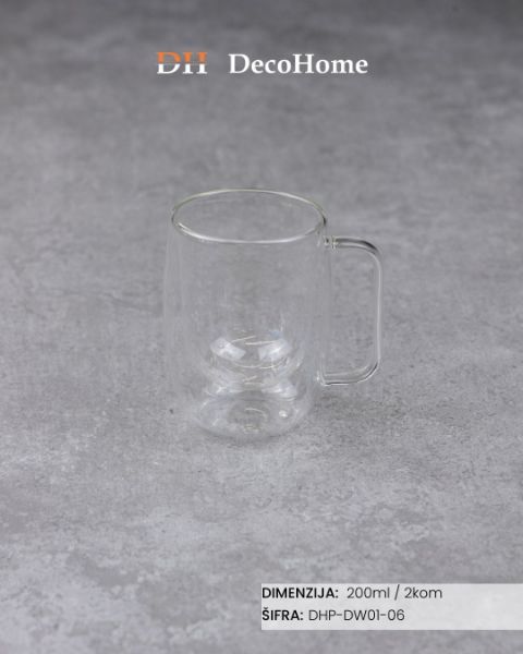 Slika Staklene čaše dupli zid 200ml / 2kom - DHP-DW01-06