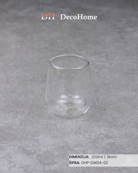 Slika Staklene čaše dupli zid 200ml / 2kom - DHP-DW04-02