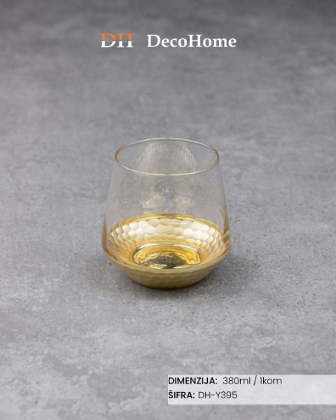 Picture of Staklene čaše sa zlatnim detaljima 380ml / 1kom - DH-Y395