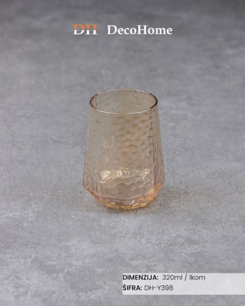 Slika Staklena čaša zlatna 320ml / 1kom DH-Y398