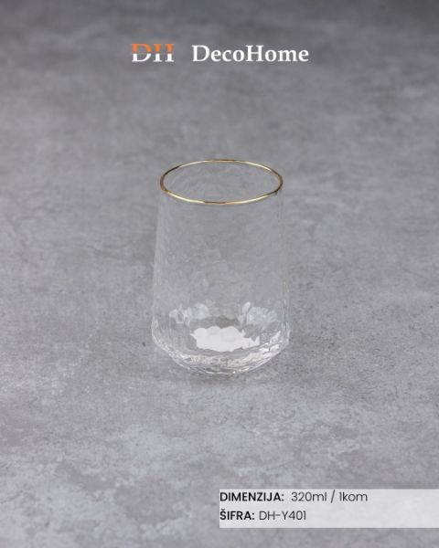 Picture of Staklena čaša zlatna ivica  320ml / 1kom DH-Y401