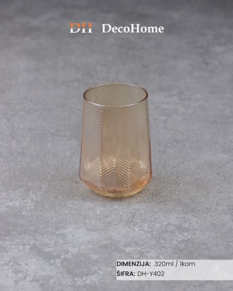 Slika Staklena čaša zlatna 320ml / 1kom DH-Y402