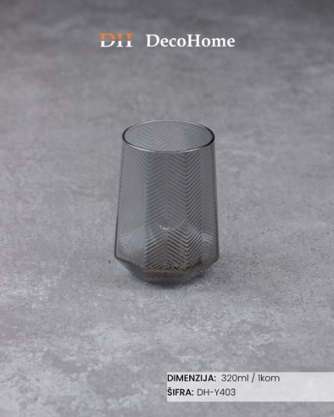 Slika Staklena čaša siva 320ml / 1kom DH-Y403