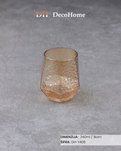 Slika Staklena čaša zlatna 240ml/ 1kom DH-Y405