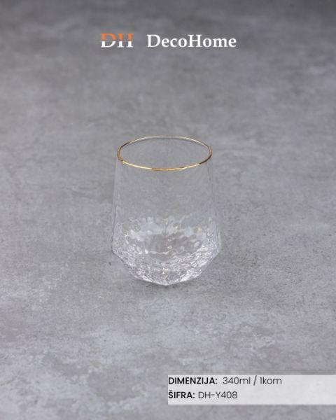Picture of Staklena čaša zlatna ivica 240ml/ 1kom DH-Y408