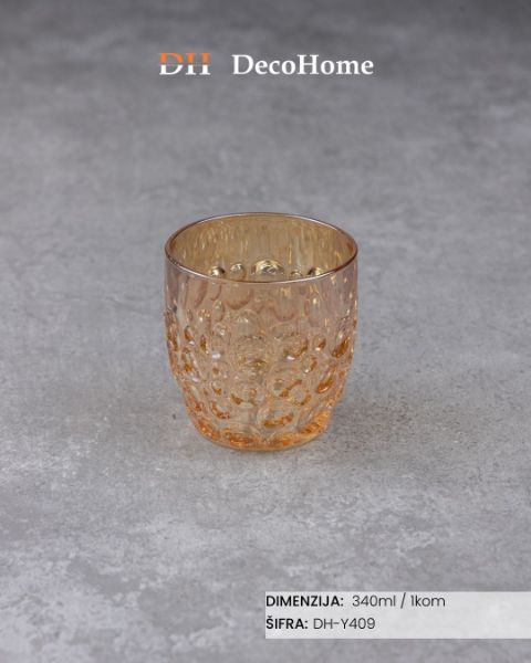 Picture of Staklena čaša zlatna 340ml/ 1kom DH-Y409