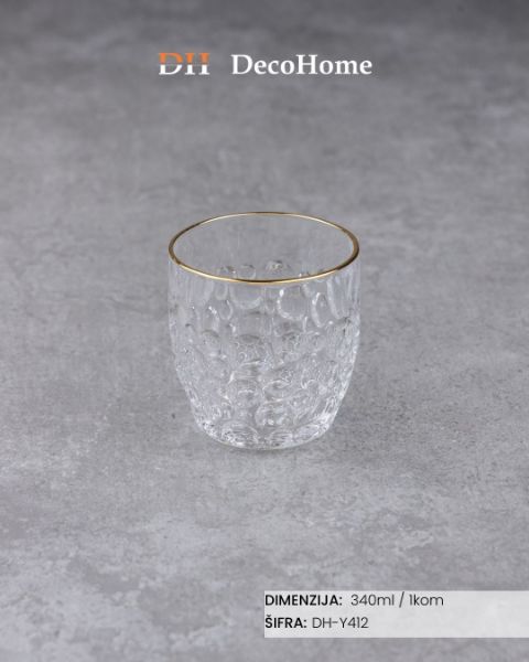 Picture of Staklena čaša zlatna ivica 340ml/ 1kom DH-Y412