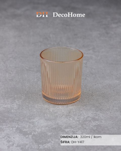 Slika Staklena čaša zlatna 320ml/ 1kom DH-Y417