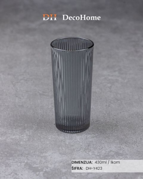 Slika Staklena čaša siva 430ml/ 1kom DH-Y423