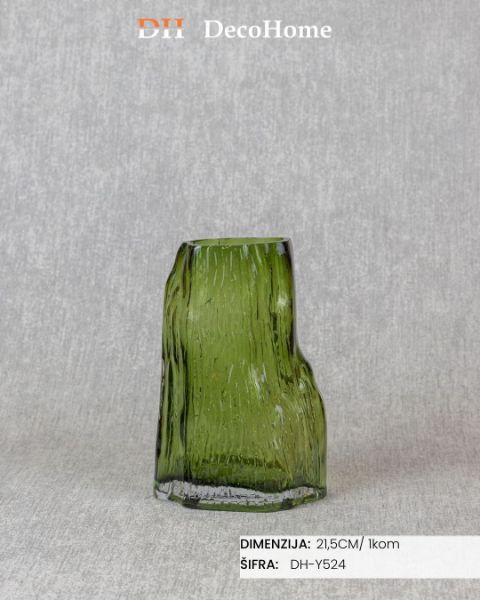 Slika Staklena zelena vaza 21,5cm / 1kom - DH-Y524