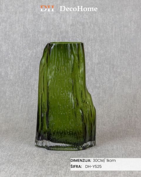 Slika Staklena zelena vaza 30cm / 1kom - DH-Y525