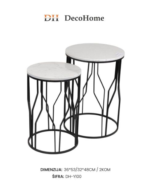 Slika Dekorativni stolovi / crni / 36*53cm/32*48cm / 2kom DH-Y100