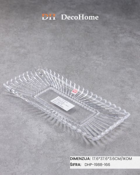 Slika Staklena činija 17,6*37,6*3,6cm / 1kom - DHP-1988-166