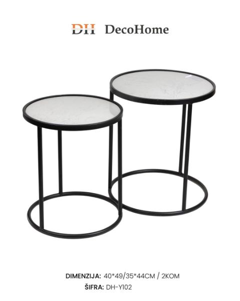 Slika Dekorativni stolovi / crni / 40*49cm/35*44cm / 2kom DH-Y102