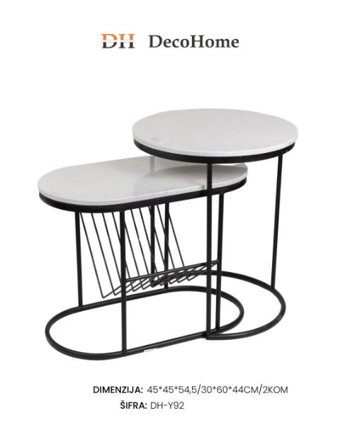 Slika Dekorativni stolovi / crni / 45*45*54.5cm / 30*60*44cm / 2kom DH-Y92