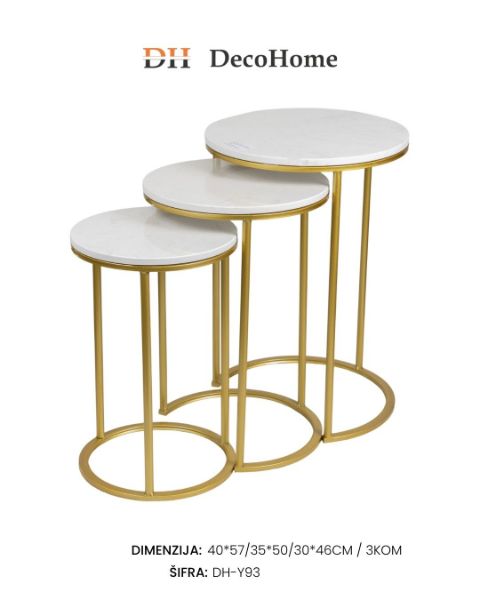 Slika Dekorativi stolovi / zlatni / 40*57cm/35*50cm/30*46cm / 3kom - DH-Y93