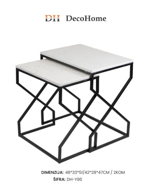 Slika Dekorativni stolovi / crni / 48*33*51cm/42*28*47cm / 2kom DH-Y96