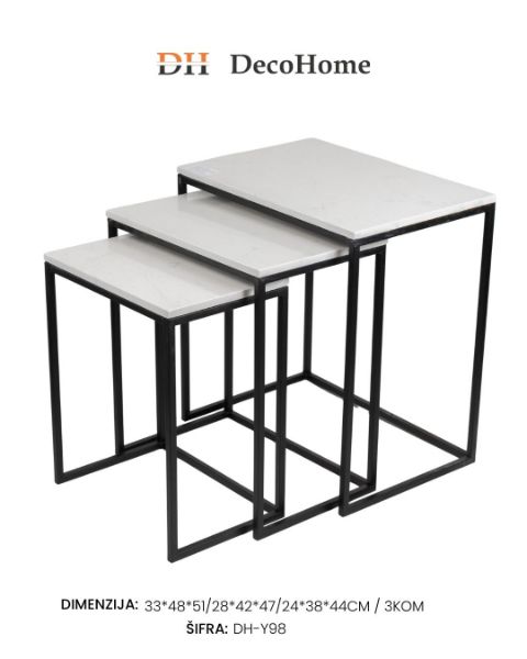 Slika Dekorativni stolovi / crni / 33*48*51cm/28*42*47cm/24*38*44cm / 3kom DH-Y98