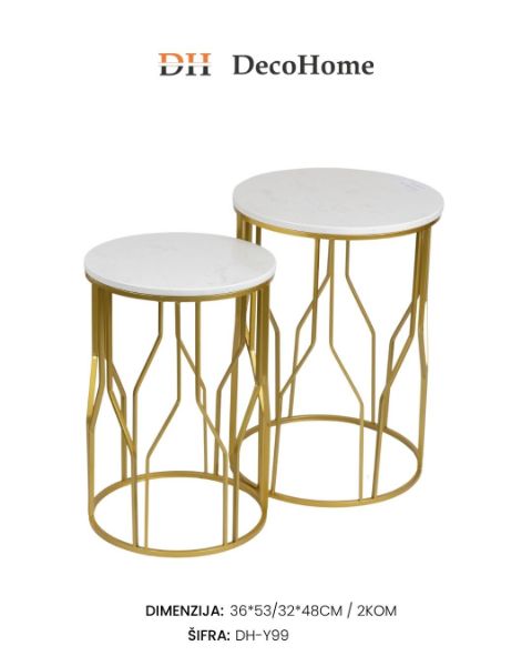 Slika Dekorativni stolovi / zlatni / 36*53cm/32*48cm / 2kom DH-Y99