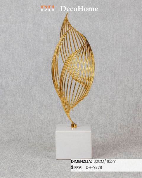 Slika Dekorativni zlatni ukras - belo postolje 32cm / 1kom - DH-Y378