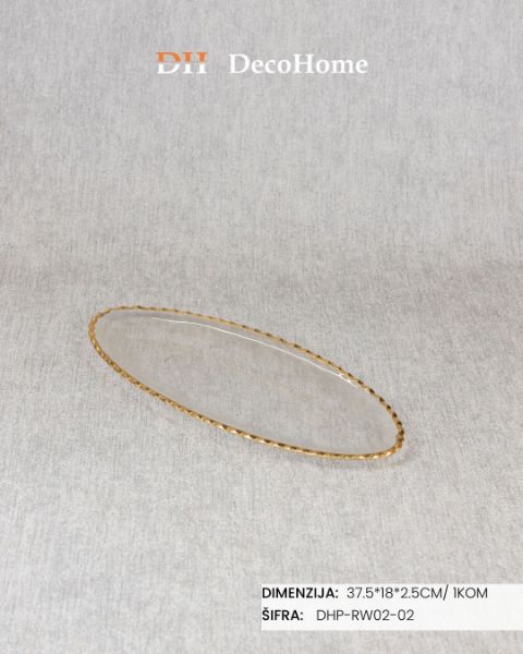 Slika Staklena činija 37.5*18*2.5cm / 1kom - DHP-RW02-02