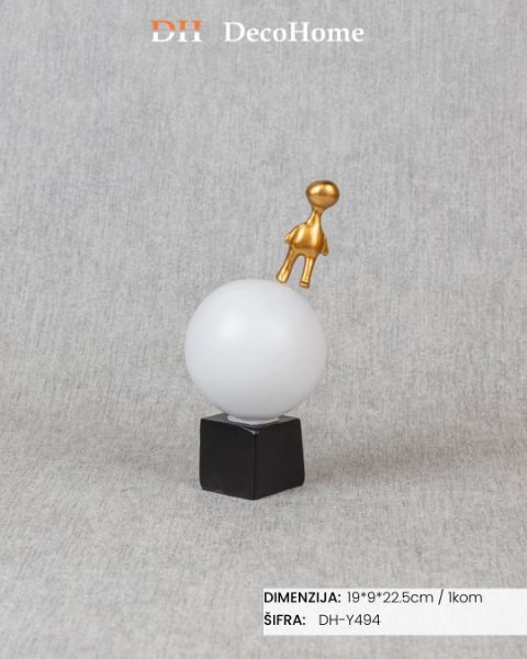 Slika Keramički ukras bela kugla 9*9*22.5cm/ 1kom - DH-Y494