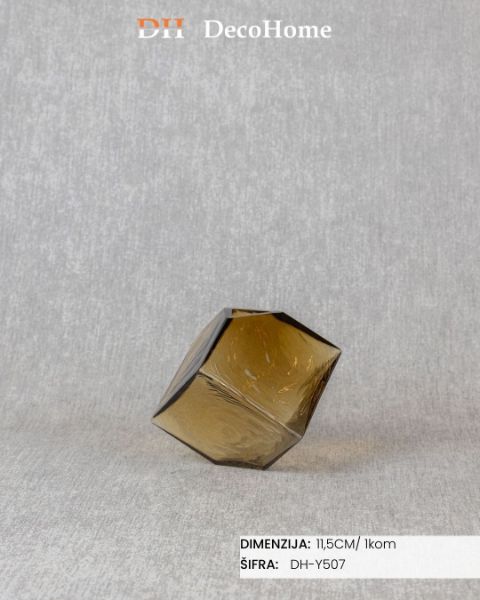 Slika Stakleni ukras žuta kocka 11,5cm / 1kom - DH-Y507