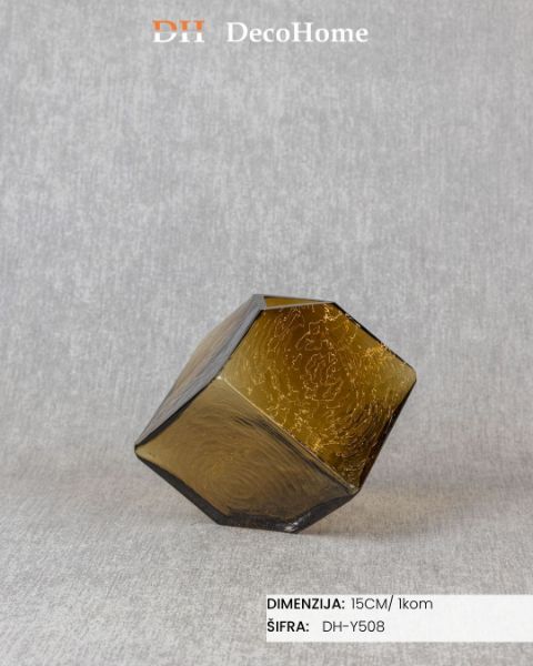 Slika Stakleni ukras žuta kocka 15cm / 1kom - DH-Y508